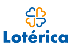 Logo da Lotérica com símbolo de quatro corações interligados